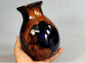 Wooden / Epoxy Vase Hand Carved Russian Olive Burl Wood